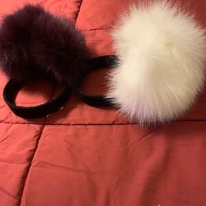 A Set of 2 flair Fur Ear Muff Purple & White - Pre Owned